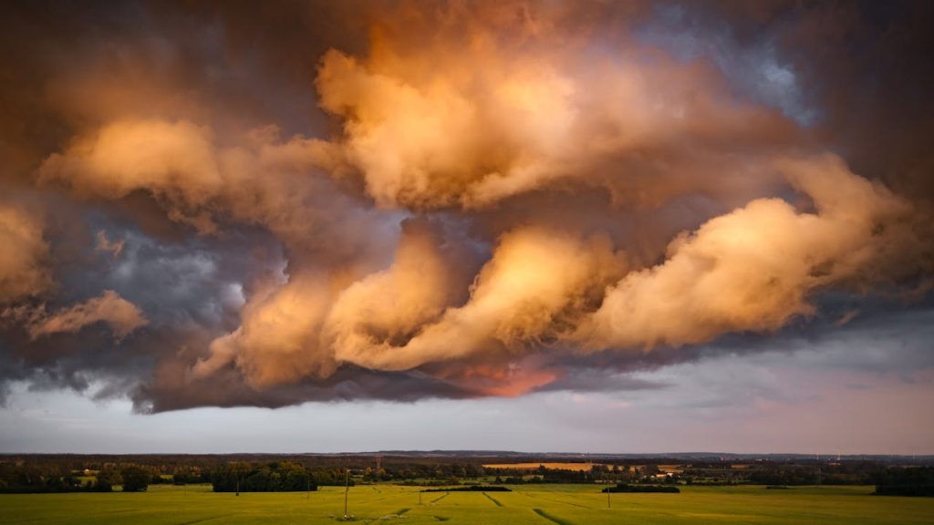 Nebraska cornfield storm clouds
