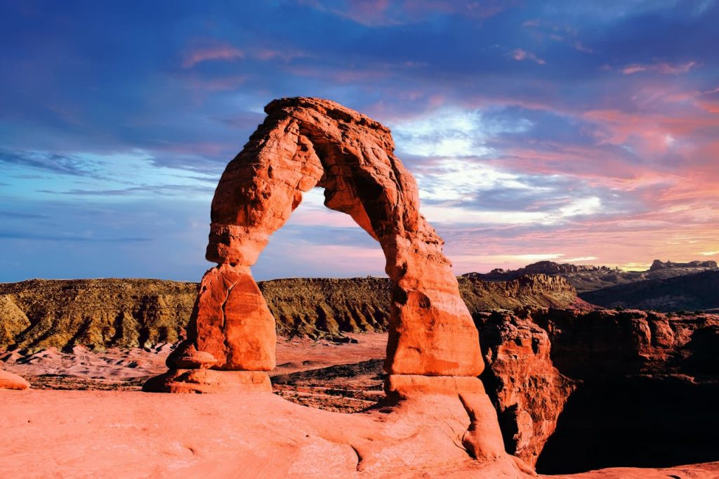 chalk rock arch prairie sunset