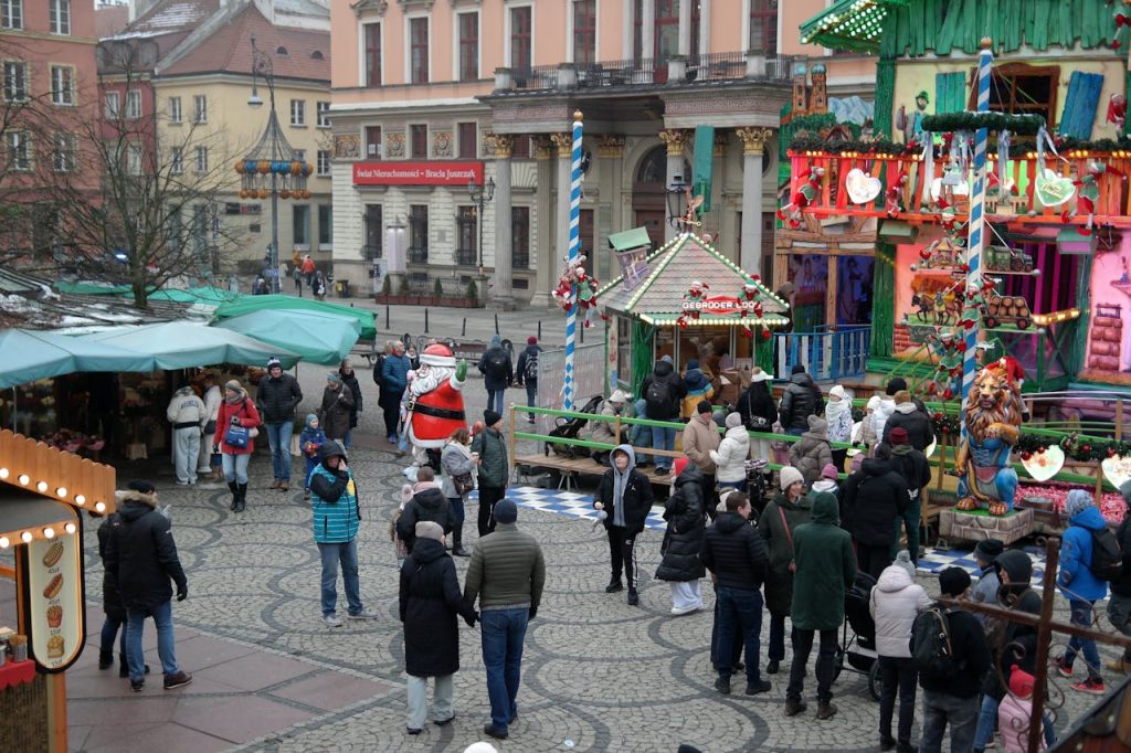 winter community gathering town square