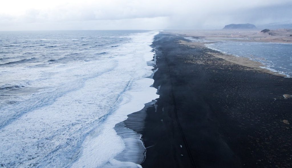 dark water channel beach aerial
